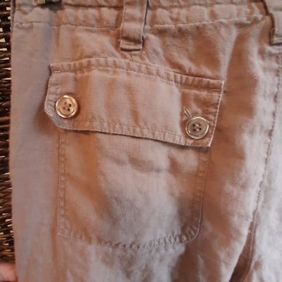 London Jean Chino 100% Linen Cropped Pants Lagenlook Coastal - Picture 4 of 10